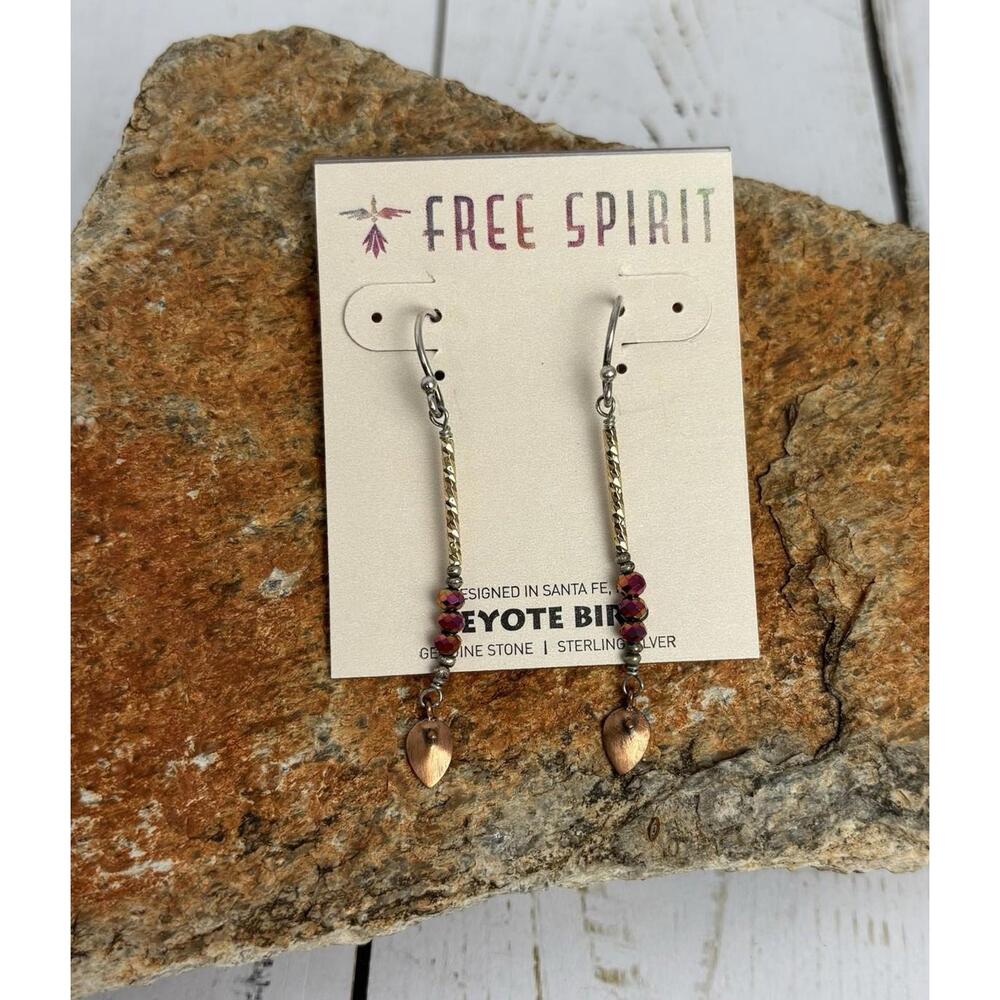 Peyote‎ Bird Free Spirit Sterling Silver Genuine Stone Drop Earrings J055